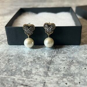 Mickey Mouse Disney Elegant Pearl and Crystal Drop Earrings
